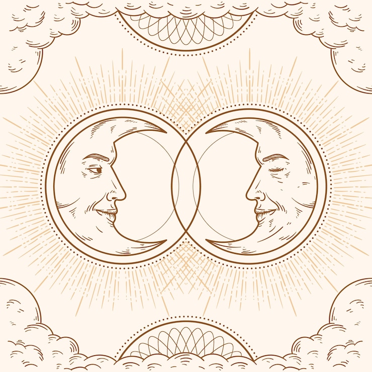 Free Vector crescent moon drawing illustration