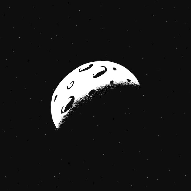 Бесплатное векторное изображение Полумесяц белый вектор галактика каракули иллюстрации стикер