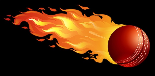 Бесплатное векторное изображение Крикет мяч в огне