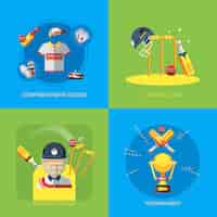 Free vector cricket elements set design