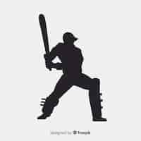 Free vector cricket player silhouette