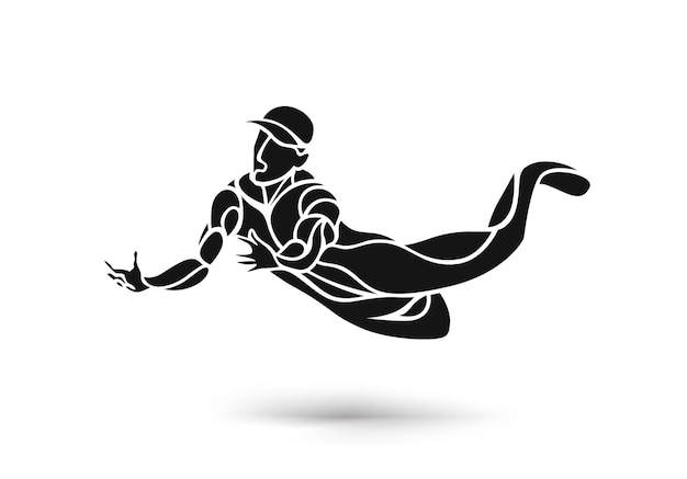 Free vector cricket sportsman playing match dive to catch vector illustration