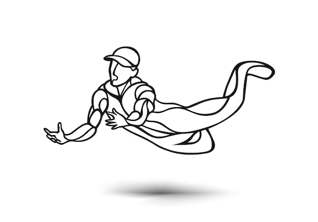 Cricket Sportsman Playing Match Dive to Catch Vector illustration