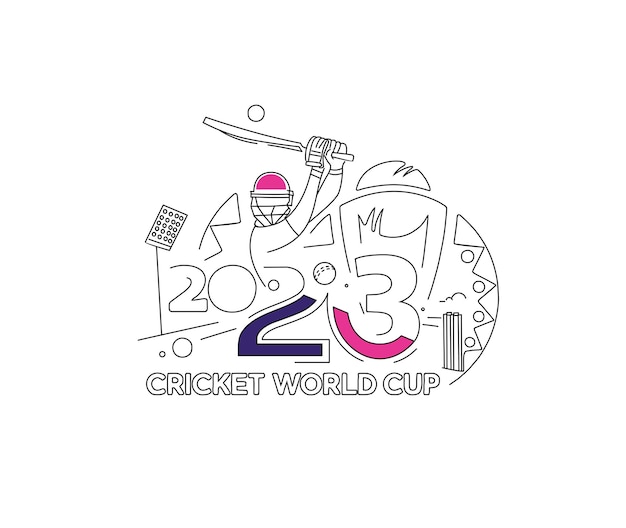 Бесплатное векторное изображение Чемпионат мира по крикету 2023 года бэтсмен и боулер играют на чемпионате мира по крикету