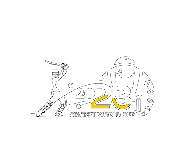 Free vector cricket world cup 2023 batsman and bowler playing cricket championship background