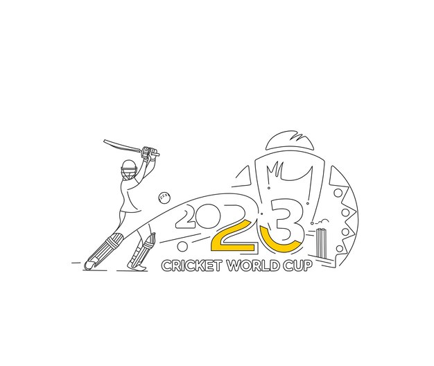 Free vector cricket world cup 2023 batsman and bowler playing cricket championship background