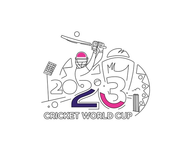 Free vector cricket world cup 2023 batsman and bowler playing cricket championship background