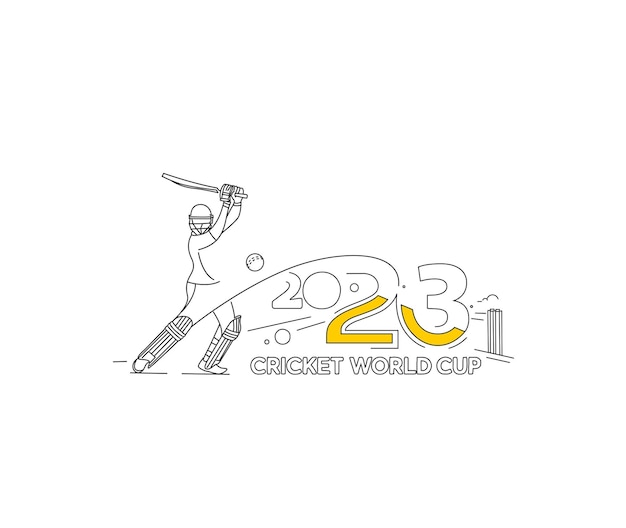 Free vector cricket world cup 2023 batsman and bowler playing cricket championship background