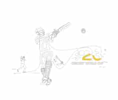 Free vector cricket world cup cricket championship lineart background