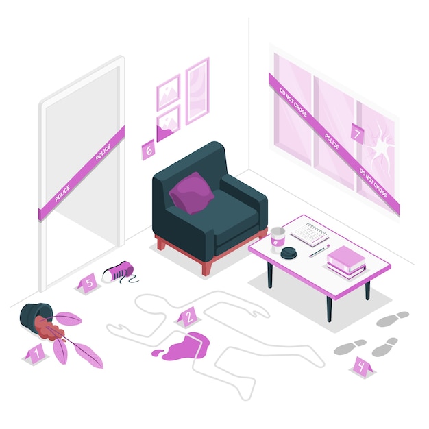 Free vector crime scene with tape concept illustration