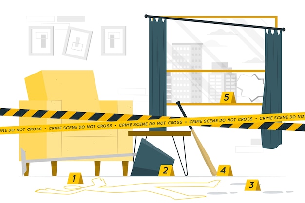 Free vector crime scene with tape concept illustration