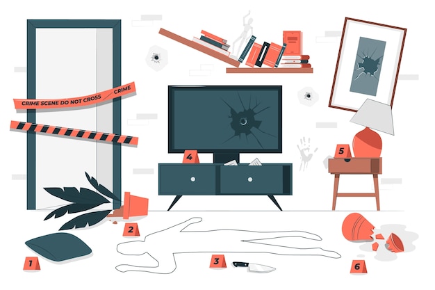 Free vector crime scene with tape concept illustration