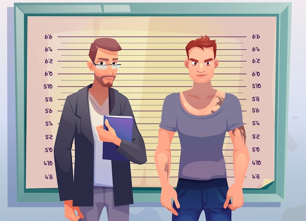 Бесплатное векторное изображение Преступник и адвокат по измерению высоты шкалы