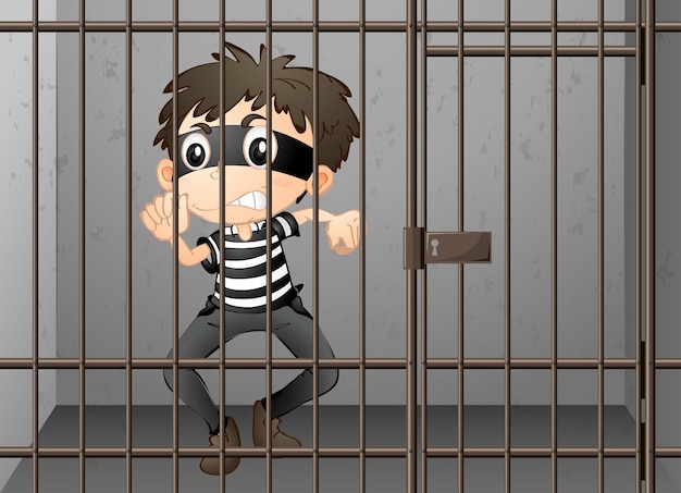 Criminal being locked up in the prison