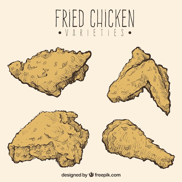 Free vector crispy hand-drawn fried chicken