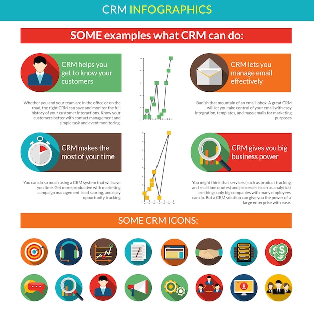 CRM Infographics Set: Free Vector Templates and Illustrations for Download