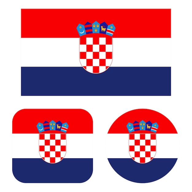 Croatia Flag In Rectangle Square And Circle