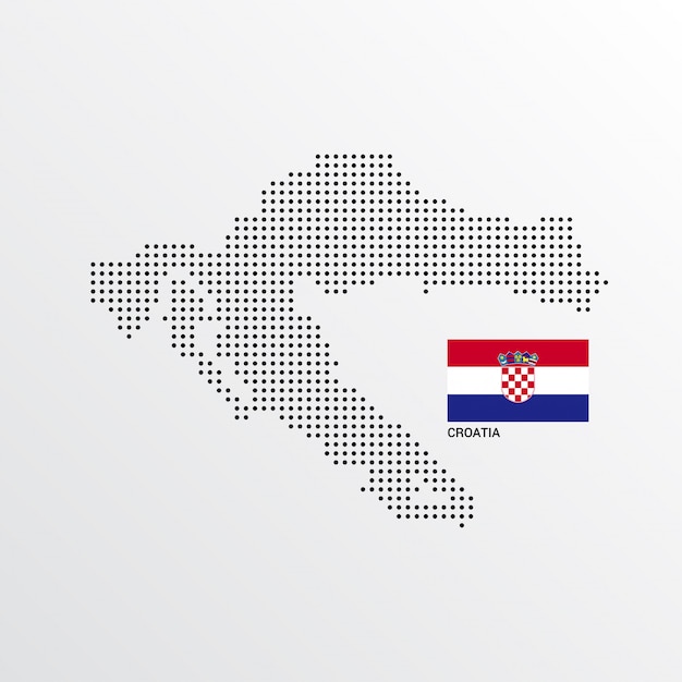 Бесплатное векторное изображение Хорватия дизайн карты с флагом и фона фона