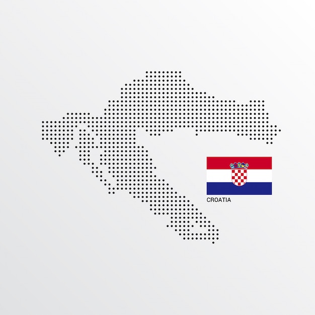 Free vector croatia map design with flag and light background vector