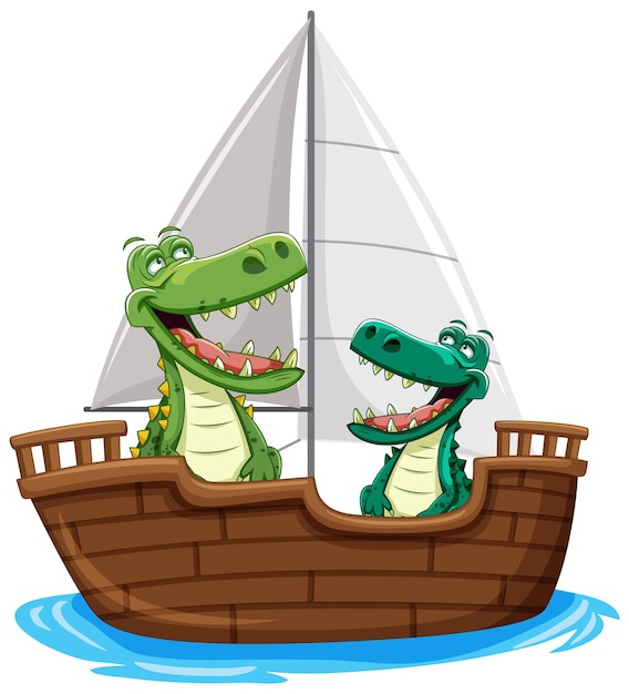 Free vector crocodile friends sailing together