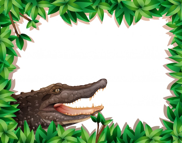 Free vector crocodile in nature scene with copyspace