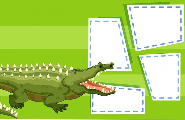 Free vector a crocodile on note template