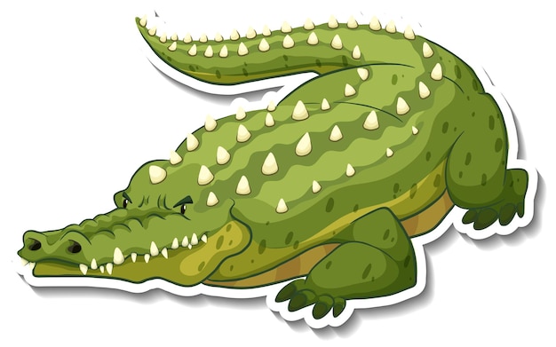 Бесплатное векторное изображение Крокодил диких животных мультяшный стикер