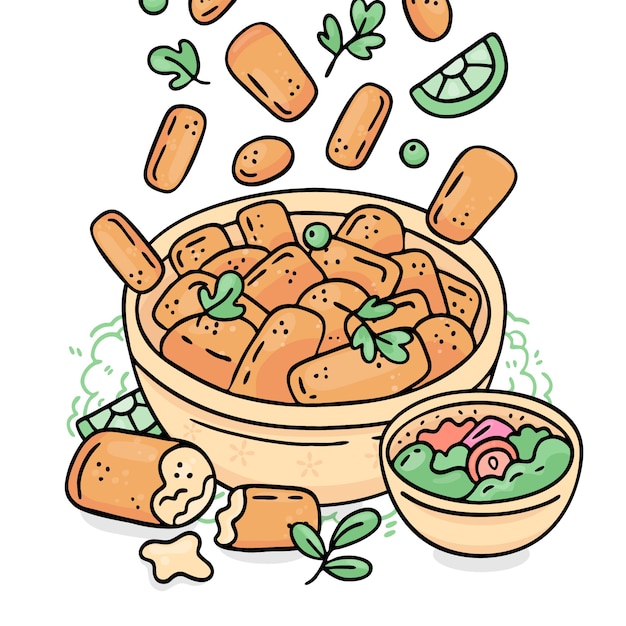 Free vector croquettes illustration in hand drawn style