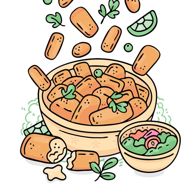 Croquettes illustration in hand drawn style