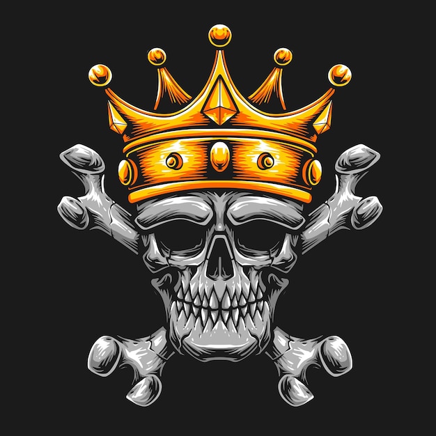 Скрещенный костяной череп с золотой короной