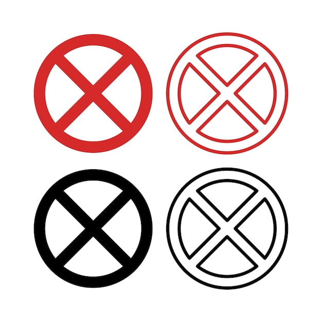 Free vector cross no sign red and black set