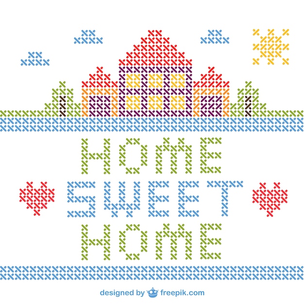 Cross stitch home sweet home vector