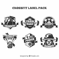 Vettore gratuito raccolta distintivo crossfit