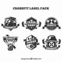 Vettore gratuito raccolta distintivo crossfit