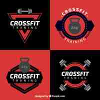 Vettore gratuito crossfit nero una collezione di etichette rosse