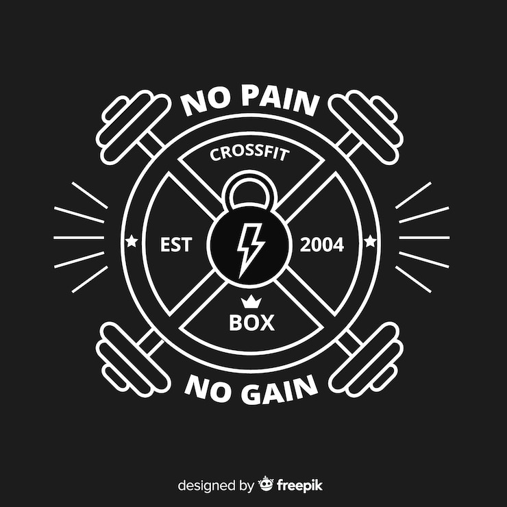 Бесплатный Вектор crossfit мотивационная эмблема с гантелями