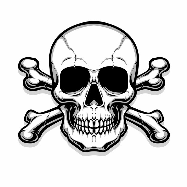 Crossing bones skull vector logo