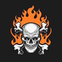 Free vector crossing bones with skull and fire