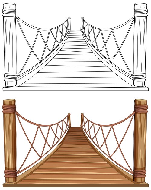 Crossing the Wooden Suspension Bridge