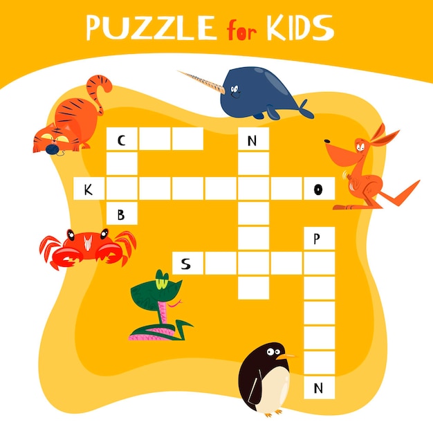 Free vector crossword in english for children