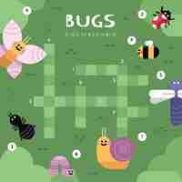 Free vector crossword in english for kids with insects