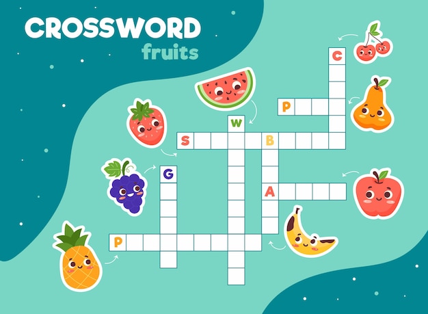 Free vector crossword in english for kids