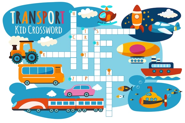 Free vector crossword in english for kids