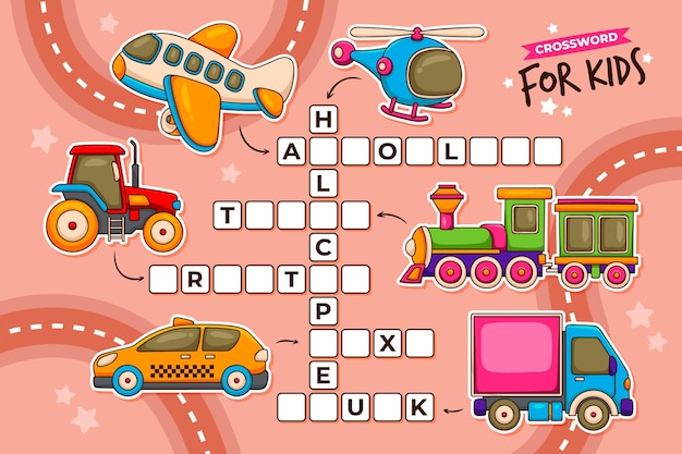 Free vector crossword in english for kids