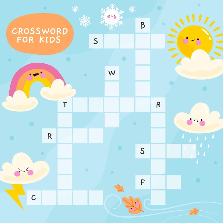 Free Vector crossword in english for kids