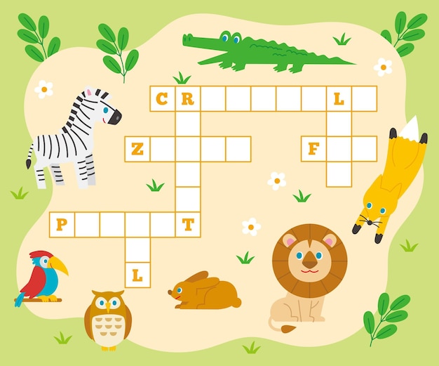 Free vector crossword in english for kids