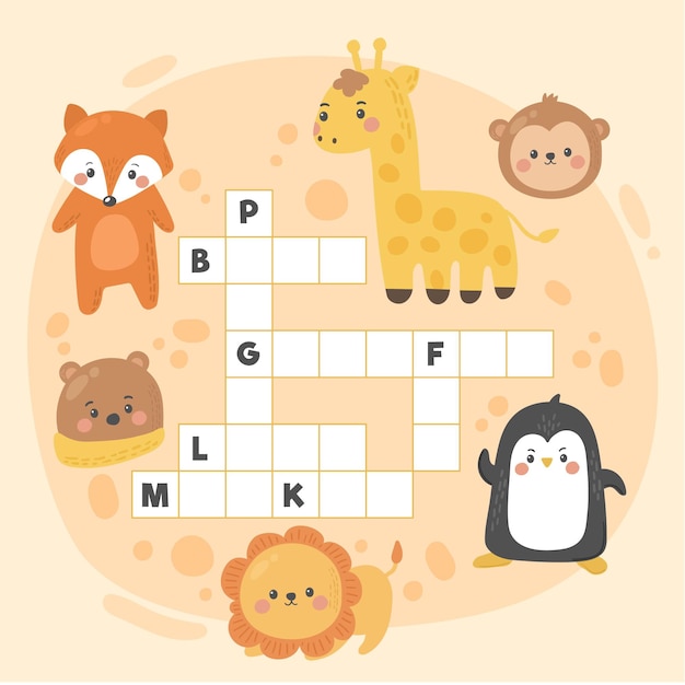 Free vector crossword in english for kids