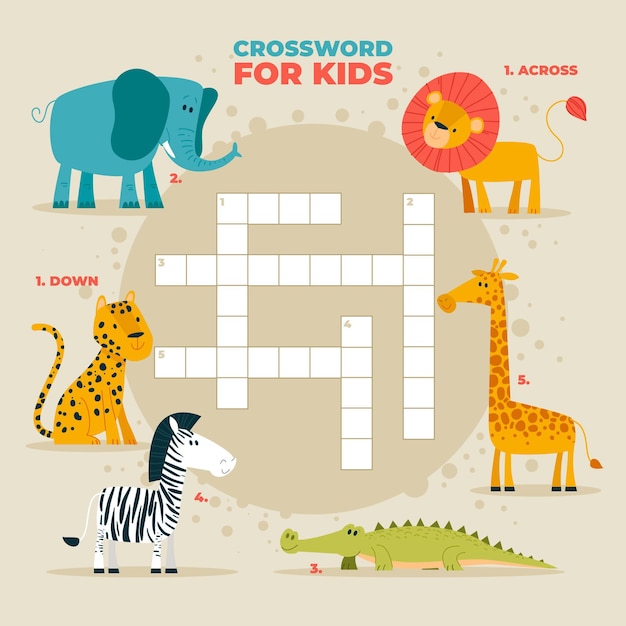 Free vector crossword in english for kids