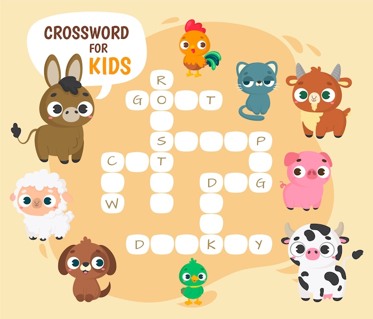Free Vector crossword in english for kids