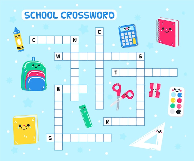 Free vector crossword in english for kindergarten kids